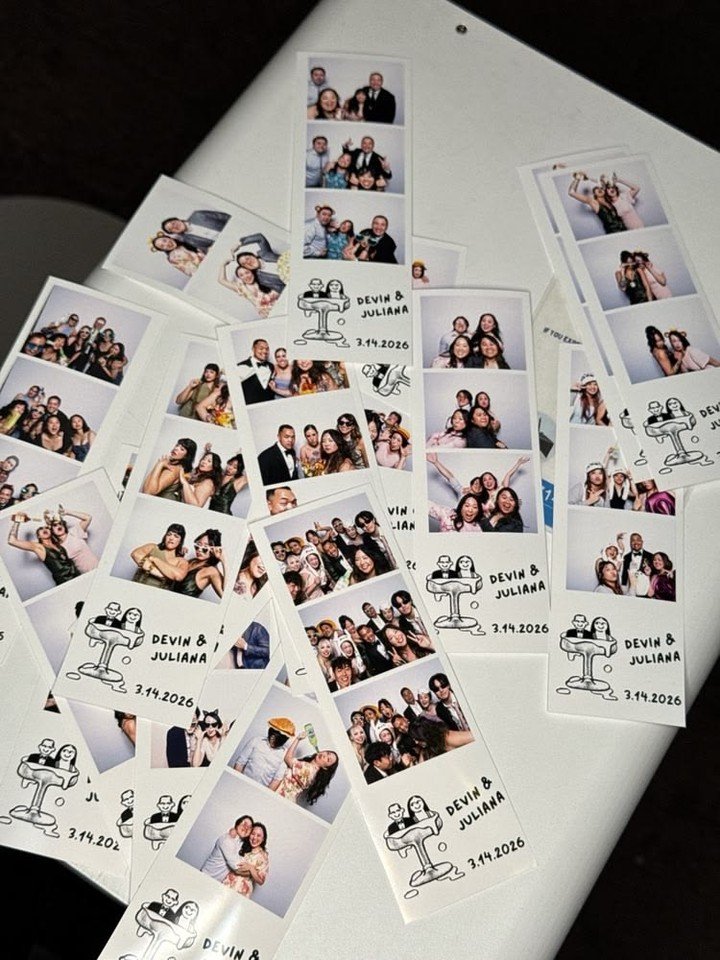 Custom 2x6 photo booth print strips from an event