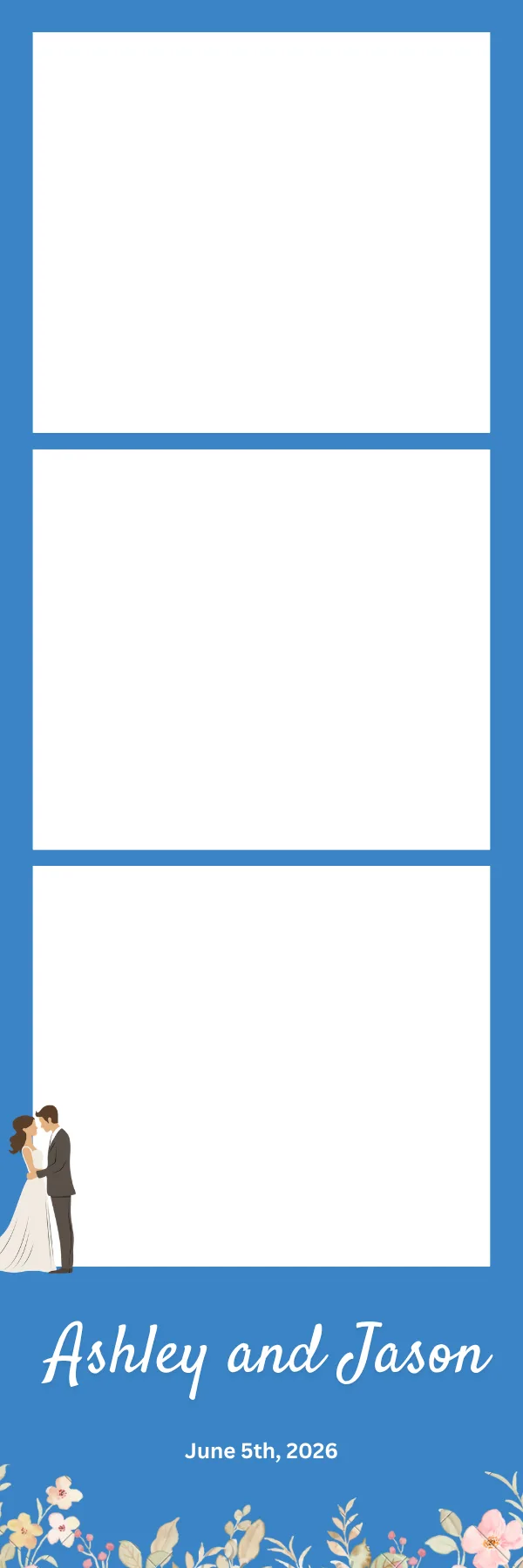 Photo booth print template 100 — custom 2x6 photo strip design