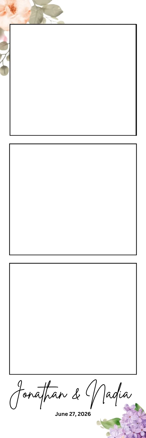 Photo booth print template 124 — custom 2x6 photo strip design