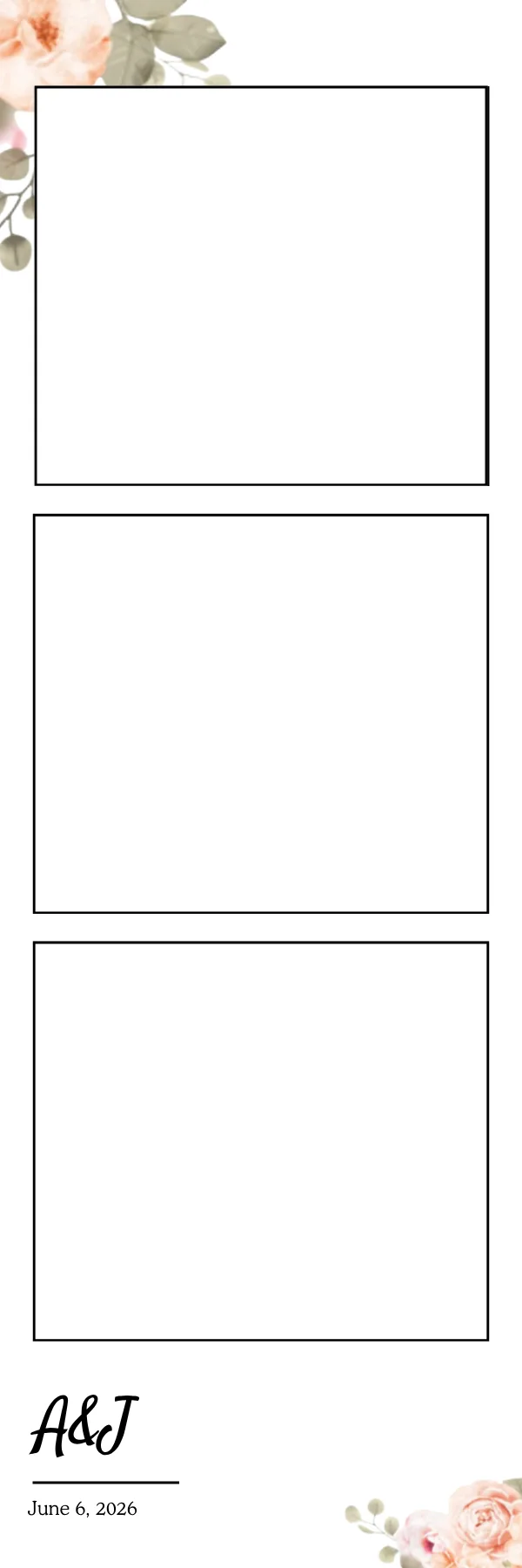 Photo booth print template 128 — custom 2x6 photo strip design