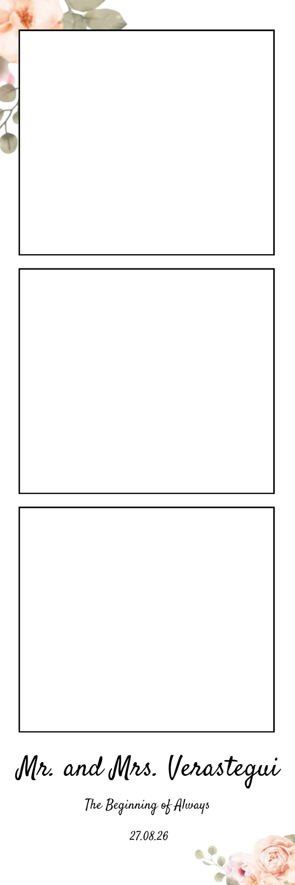 Photo booth print template 212 — custom 2x6 photo strip design