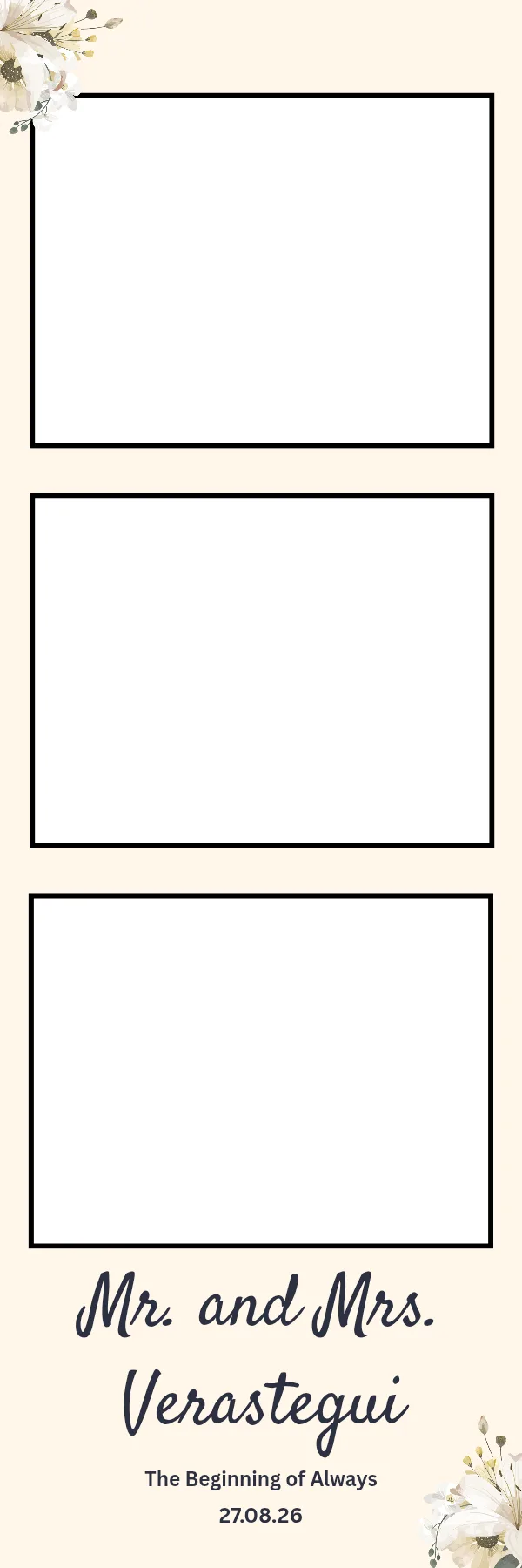 Photo booth print template 213 — custom 2x6 photo strip design