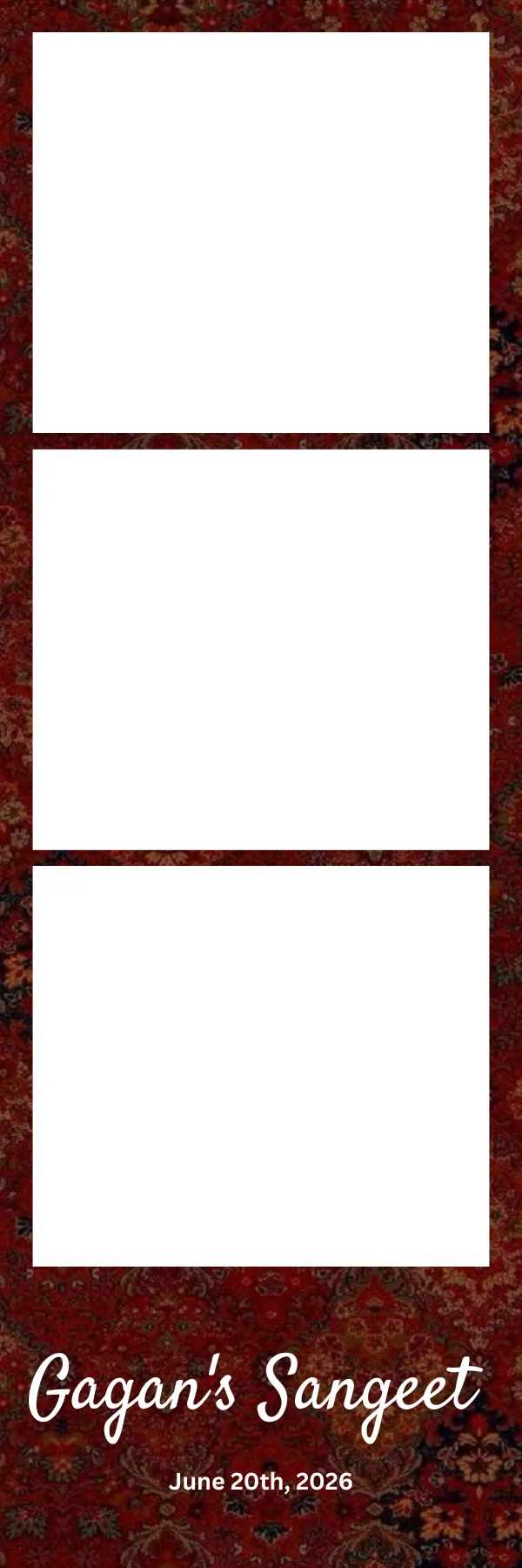 Photo booth print template 226 — custom 2x6 photo strip design
