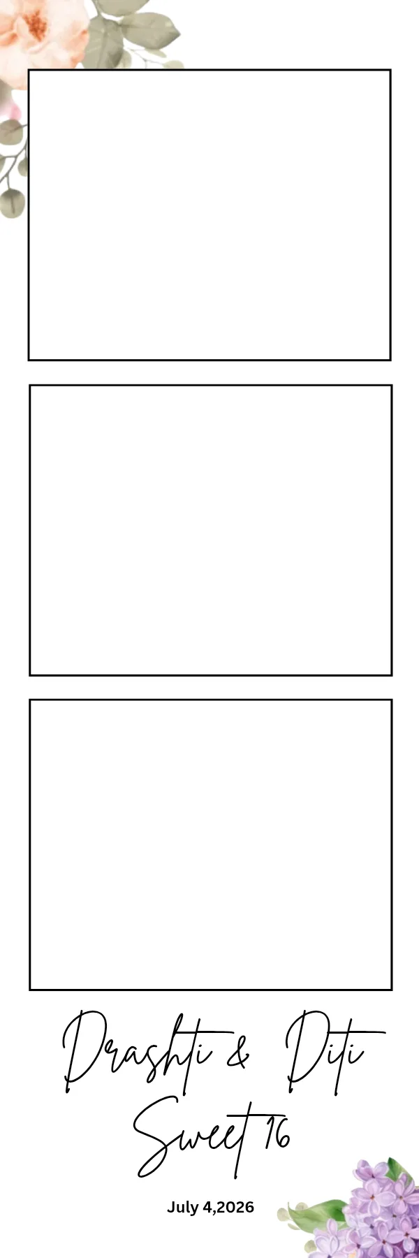 Photo booth print template 259 — custom 2x6 photo strip design