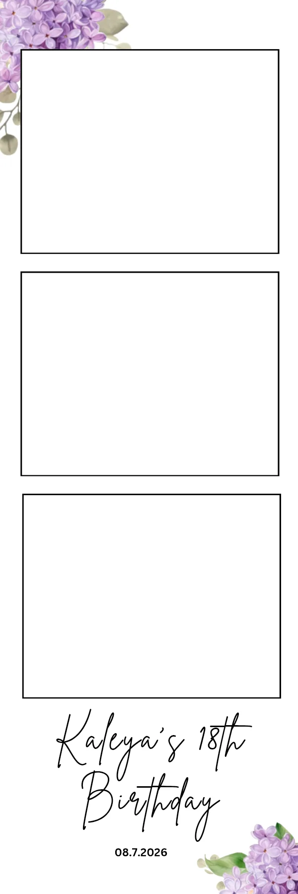 Photo booth print template 264 — custom 2x6 photo strip design