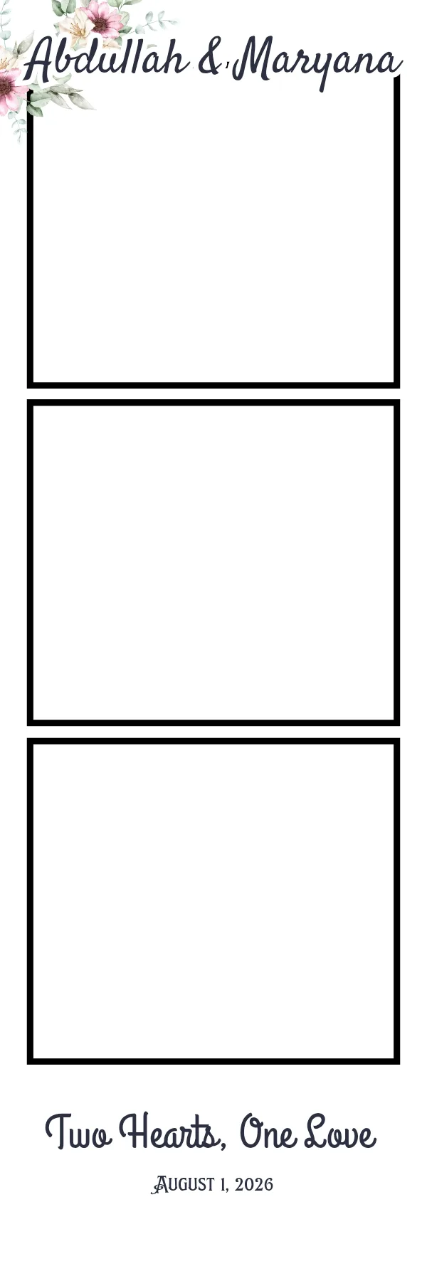 Photo booth print template 267 — custom 2x6 photo strip design