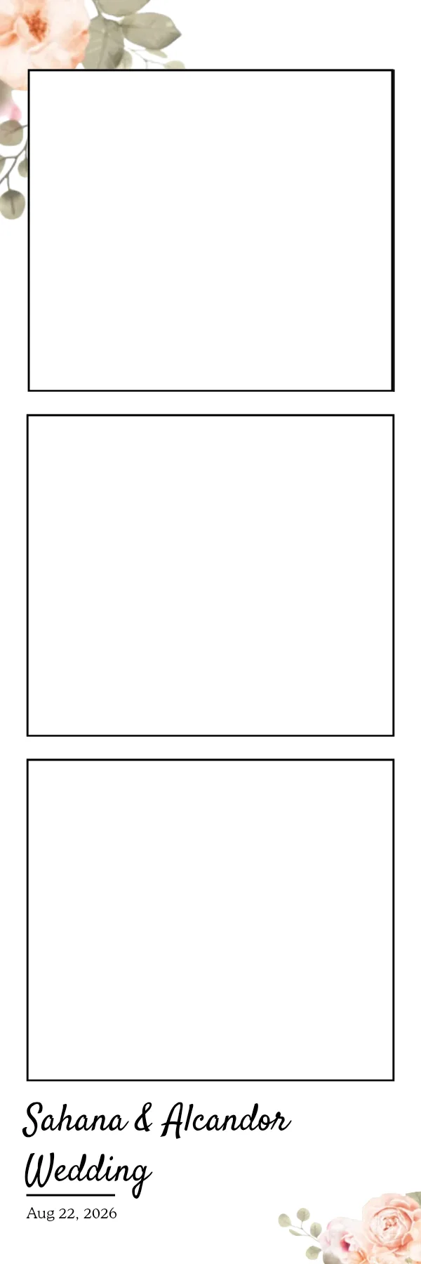 Photo booth print template 301 — custom 2x6 photo strip design