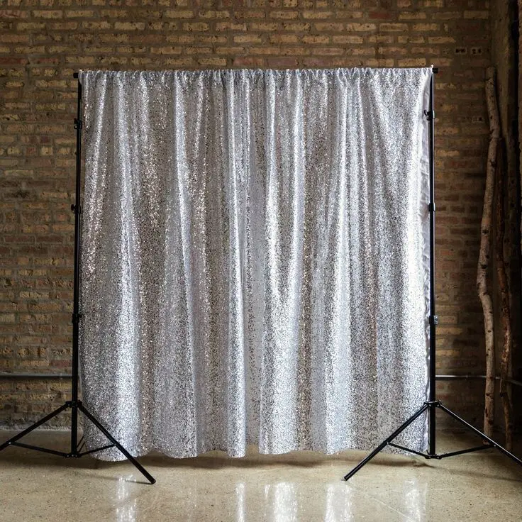 Silver Sparkle Sequin photo booth backdrop rental
